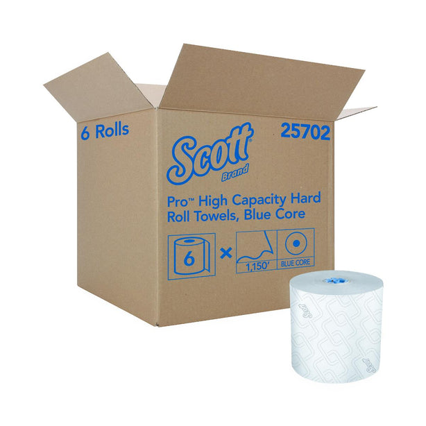 KIMBERLY-CLARK High-Cap Scott Hard Paper Towel Roll for MOD Dispenser System, Blue/White - 25702 - 6 Each