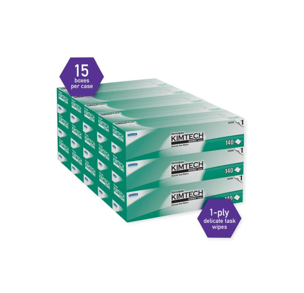 KIMBERLY-CLARK Cleaning Kimtech Science Kimwipes Delicate Task Wipes, 15" x 17", 144/BX - 34256 - 15 Box