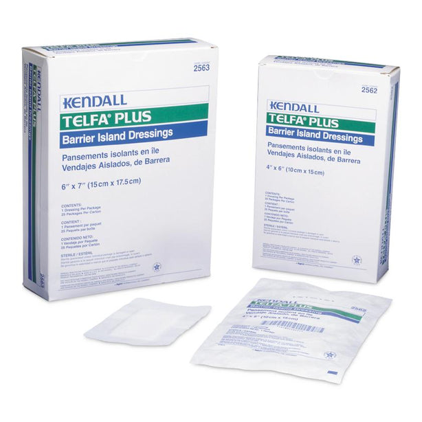 Cardinal Telfa Plus Barrier Island Dressing, Sterile, 4" x 6" - 2562 - 1 Each