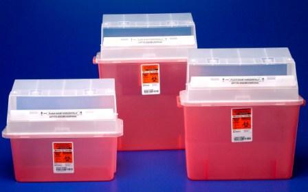 Sharps-A-Gator Safety In-Room Sharps Container, Horizontal, Red, 3 gal. - 31314886 - 12 Each