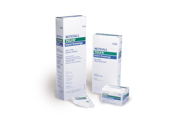 Cardinal Telfa Adhesive Island Dressing, 4" x 8", 2" x 6" Pad - 7541 - 100 Each