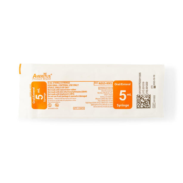 KENTEC MEDICAL INC Once-Piece Oral Syringes AEG5-KMS 1 Each - MDL-KMEAEG5KMSH
