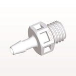 Threaded Connector, Barbed, White, 100/Bag - Fits 3/32 inch ID Tubing (0.094 inch, 2.38 mm) x 1/4"-28 UNF - KS330