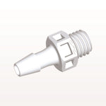 Threaded Connector, Barbed, White, 100/Bag - Fits 1/8 inch ID Tubing (0.125 inch, 3.18 mm) x 1/4"-28 UNF - KS430