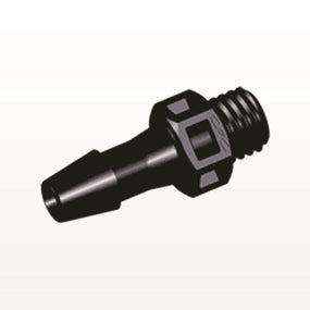 Threaded Connector, Barbed, Black, 100/Bag - Fits 5/32 inch ID Tubing (0.156 inch, 3.97 mm) x 1/4