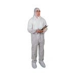 Keystone Adjustable Cap Disposable Heavyweight Polypropylene Coveralls with Hood, Boots, Elastic Wrist, White, Size XL - CVL-NW-B-XL-WHITE - 25 Each