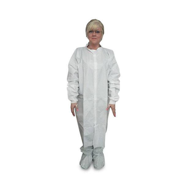 Keystone Adjustable Cap KeyGuard Microporous Frocks with Knit Wrist and Mandarin Collar, Size 4XL - CEF0-WK-KG-4XL-WHITE - 30 Each