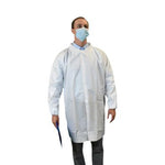 Single Collar Lab Coat with Snap Front and Elastic Wrist, No Pocket, Keyguard, Disposable, White, Size XL, Single-Collar - LC0-WE-KG-XL - 30 Each