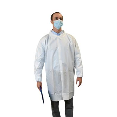 Single Collar Lab Coat with Snap Front and Elastic Wrist, No Pocket, Keyguard, Disposable, White, Size XL, Single-Collar - LC0-WE-KG-XL - 30 Each