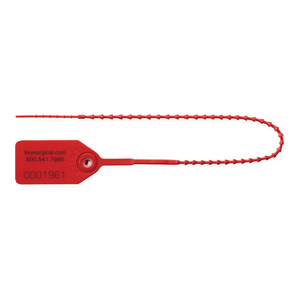 Key Surgical Breakaway Tag, Uniquely Numbered, Red, 6" - KYSLR324