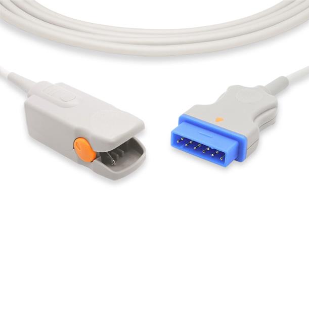 Cables And Nellcor-Compatible Datex Ohmeda Compatible Direct-Connect SpO2 Sensor Adult Clip OEM Part Number OXY-F4-GE - S410-1210 - 1 Each