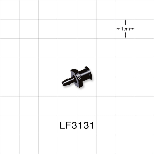 Female Luer Lock, Barbed, Black, 100/Bag - Fits 3/32 inch ID Tubing (0.094 inch, 2.38 mm) - LF3131