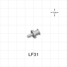Female Luer Lock, Barbed, Natural, 100/Bag - Fits 3/32 inch ID Tubing (0.094 inch, 2.38 mm) - LF31
