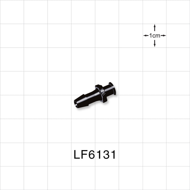 Female Luer Lock, Barbed, Black, 100/Bag - Fits 3/16 inch ID Tubing (0.188 inch, 4.76 mm) - LF6131
