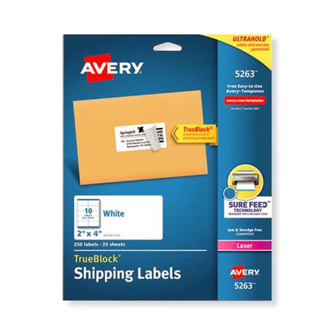Avery-Dennison Laser / Inkjet Shipping labels AVE5263 25.0 Each-MDL-LGSAVE5263