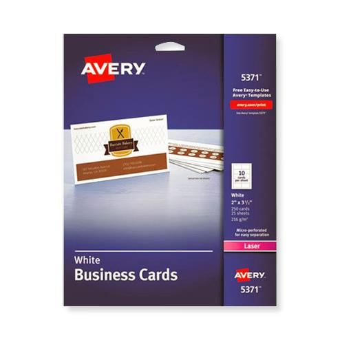 Avery-Dennison Laser Printable Microperf Business Cards AVE5371 - 250.0 Each