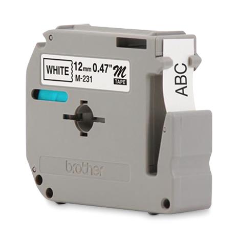 Brother for P-Touch Labelers Cartridge, Tape, Label, 0.47"X26.2', Blk / Wht - BRTM231 - 1 Each