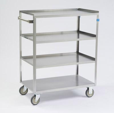 Lakeside 333 Linen Cart with 4 Shelves, Stainless Steel, 300 lb., 16.25" x 27.5" x 46" - MDL-LKS333 - 1 Each