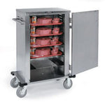 LAKESIDE Stainless Steel Enclosed Tray Delivery Cart, Single Door, Single Compartment with Center Floor Drain, for Six 14" x 18" or Six 15" x 2" Trays, 6" Spacing, 27° Door Swing, Two 6" Fixed and Two 6" Swivel Casters, 2" Wide Tread Tires - 5500 - 1 Each