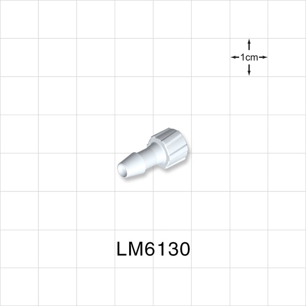 Male Luer Lock, Barbed, Natural, 100/Bag - Fits 3/16 inch ID Tubing (0.188 inch, 4.76 mm) - LM6130