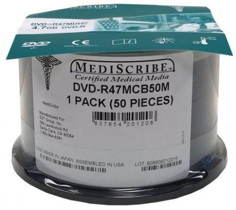 Surgistar Inc MediScribe DVD's (Certified Medical Media DVD-R47MCB50M - 50.0 Each - MDL-LMER47MCB50M