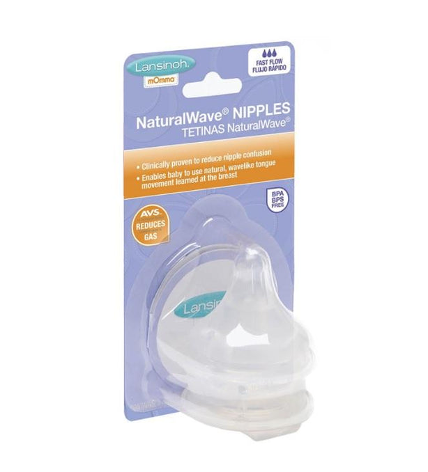 Lansinoh Laboratory Natural 71025 Nautral Wave Replacement Nipple, Fast-Flow - MDL-LNH71025 - 12 Each