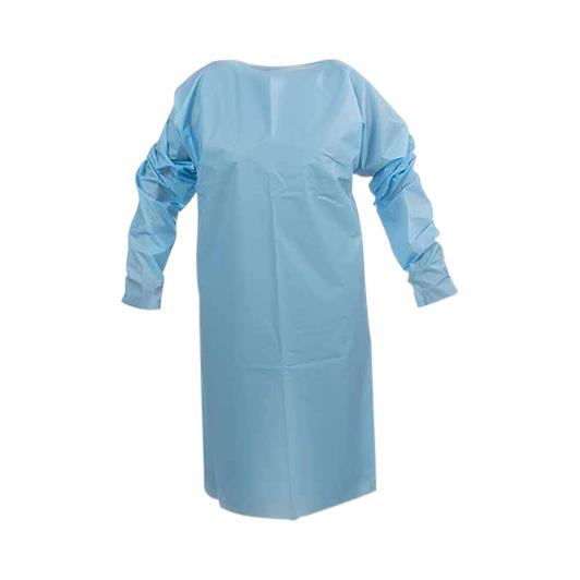 Tidi Polyethylene Over-the-Head Gown with AAMI Level 2 Protection, Blue, Universal Sizing - 8576A - 75 Each