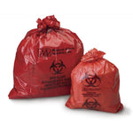Biohazardous Biohazard Waste Bag, Red with Black Print, 24" x 30", 1.2 Mil - F124 - 500 Each