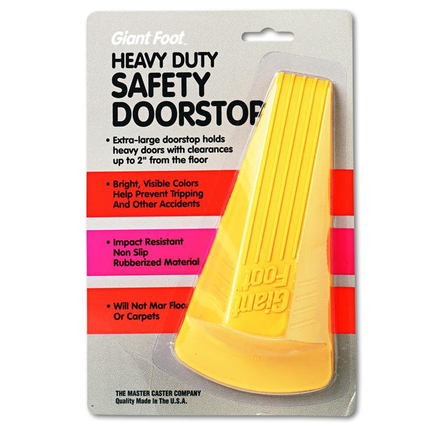 Master Caster Giant Foot Doorstop, No-Slip Rubber Wedge, Safety Yellow, 3-1/2"w x 6-3/4"d x 2"h - MAS00966
