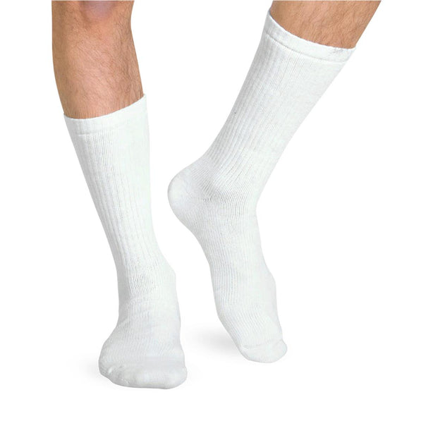 Heelbo Diabetic Crew Socks, 8-15 mmHg, White, Size Large - 630-6562-0012 - 2 Each