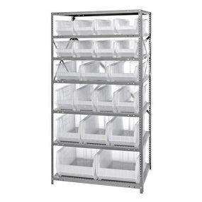 Steel Shelving System with Shelves and Clear Hulk Bins - 2475-20-MIXCL - 1 Each - MDL-MDR247520MIXC