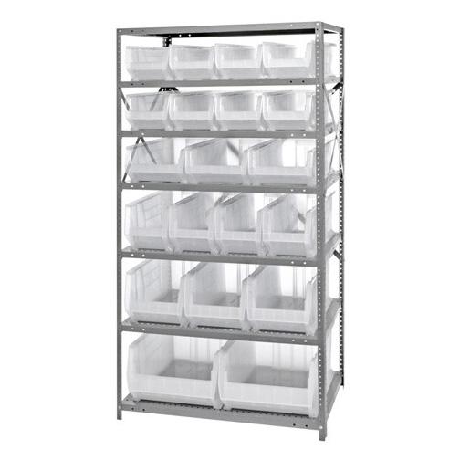 Steel Shelving System with Shelves and Clear Hulk Bins - 2475-20-MIXCL - 1 Each - MDL-MDR247520MIXC