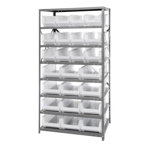 Steel Shelving System with Shelves and Clear Hulk Bins - 2475-950952CL - 1 Each - MDL-MDR247595052C