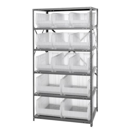 QUANTUM STORAGE SYSTEMS Steel Shelving System with Shelves and Clear Hulk Bins 2475-953954CL 1 Each - MDL-MDR247595354C