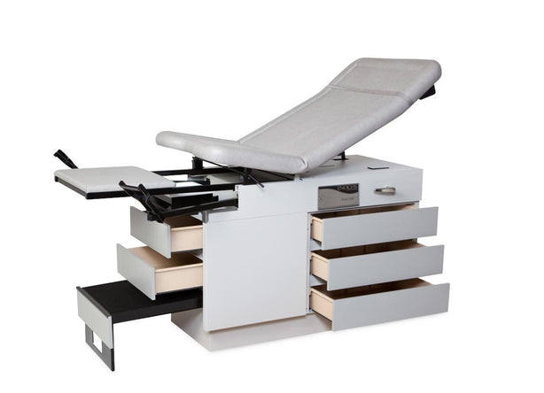 Enochs Examining Room OB Gyn Manual Back Examination Table with Smoke Top Color, 5 Drawers and Pelvic Tilt - 450LHGRPGSM - 1 Each