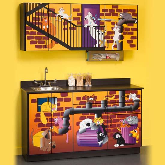 Clinton Industries Complete Fun Series Cabinet Base Wall Set, Cats And Dogs - MDR6137BW