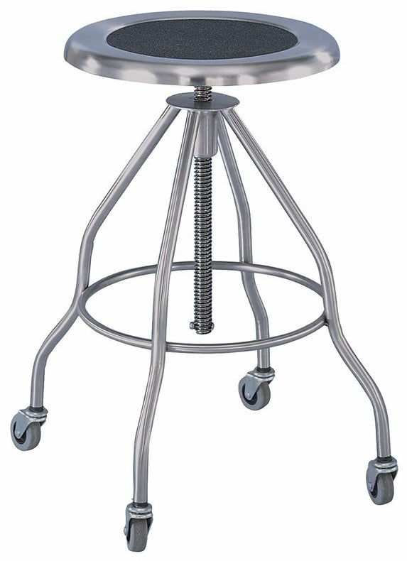 Blickman Ind MR Conditional Stainless Steel Exam Stool, Revolving Legs, 4-Leg, 2" Casters - 1027745001 - 1 Each