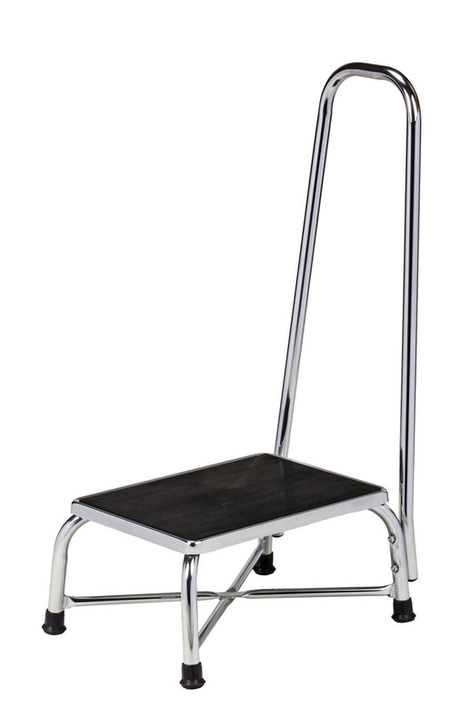 Clinton Industries Stainless Chrome Plated Steel Step Stool with Handrail, 600 lb. Weight Capacity, 12.25" x 17" - MDR776250