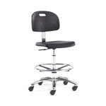 Intensa Ergonomic Aluminum Lab Stool with Footring, Black - 843SC - 1 Each