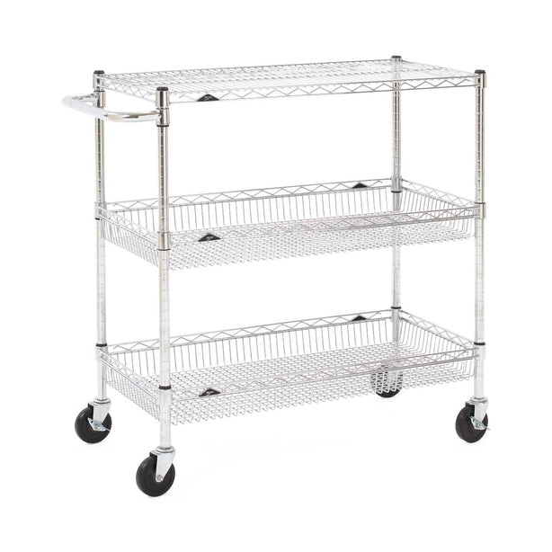 METRO Chrome Wire Basket Utility Cart - BASCART-SR - 1 Each - MDL-MDRBASCARTSR