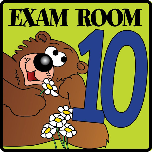 Clinton Industries Number Pediatric Exam Room 10 Sign with Animal Characters - MDREX10