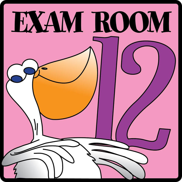 Clinton Industries Number Pediatric Exam Room 12 Sign with Animal Characters - MDREX12