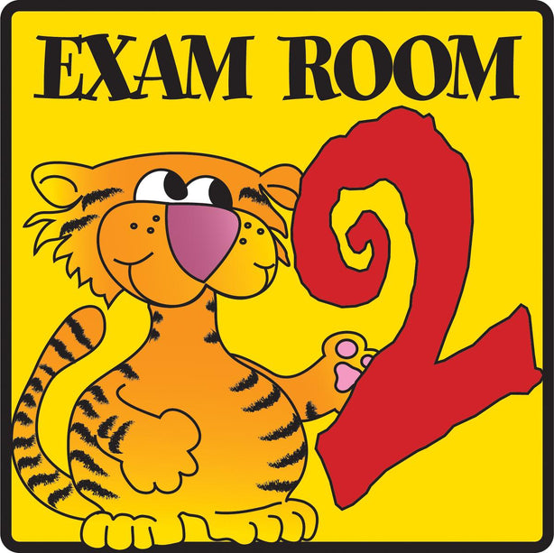 Clinton Industries Number Pediatric Exam Room 2 Sign with Animal Characters - MDREX2