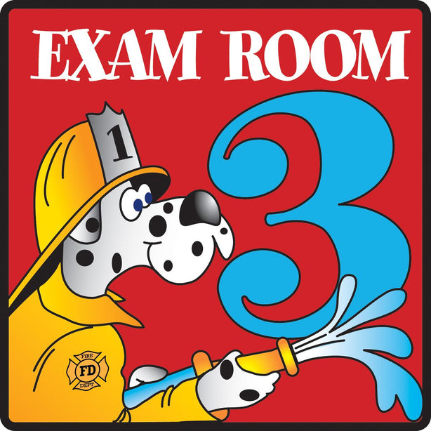 Clinton Industries Number Pediatric Exam Room 3 Sign with Animal Characters - MDREX3