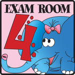Clinton Industries Number Pediatric Exam Room 4 Sign with Animal Characters - MDREX4