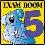 Clinton Industries Number Pediatric Exam Room 5 Sign with Animal Characters - MDREX5