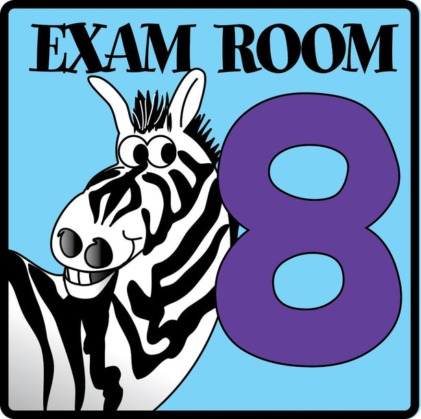 Clinton Industries Number Pediatric Exam Room 8 Sign with Animal Characters - MDREX8