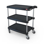 myCart Series 3-Shelf Utility Cart, Black, 16" x 27", Intermetro Polymer - MY1627-34BL - 1 Each