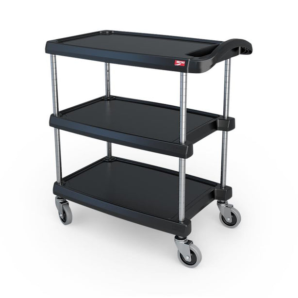 myCart Series 3-Shelf Utility Cart, Black, 16" x 27", Intermetro Polymer - MY1627-34BL - 1 Each