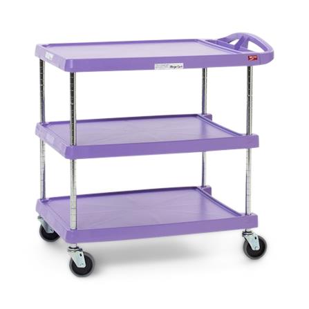myCart Series 3-Shelf Utility Cart, Purple, 20" x 30", Intermetro Polymer - MY2030-34AP - 1 Each